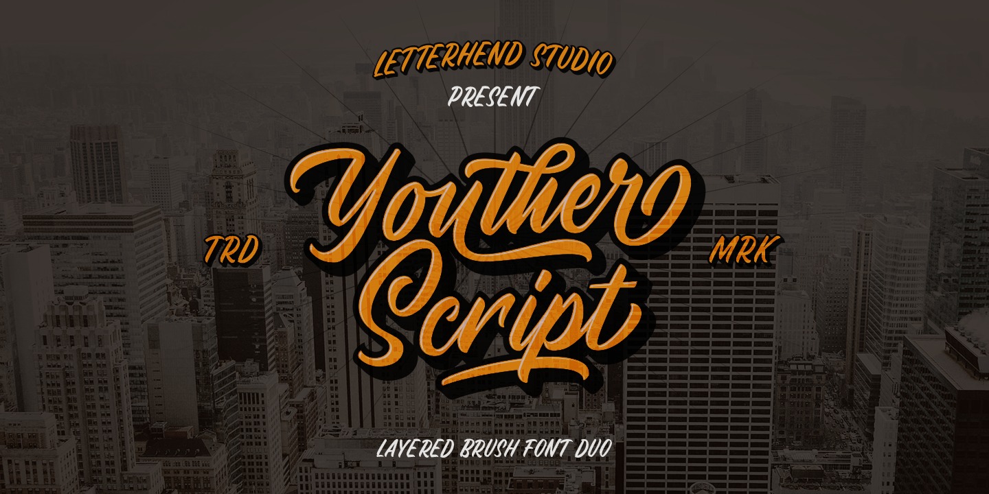 Пример шрифта Youther Script Extrude